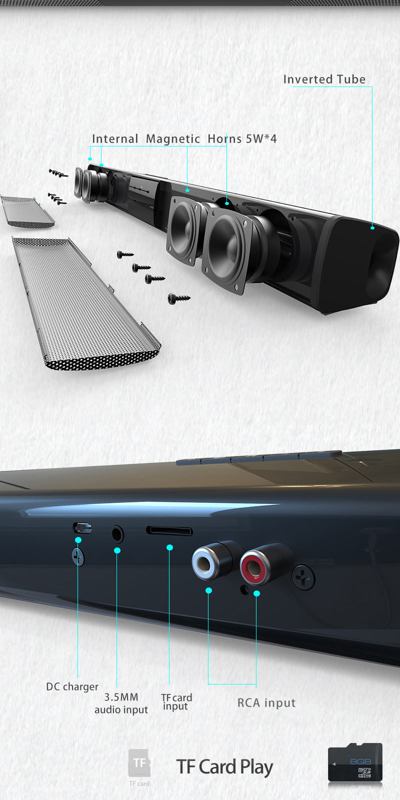 Bluetooth TV Soundbar Speaker System For Home Audio